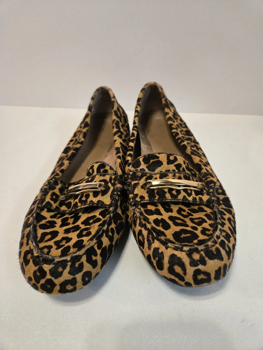 Vionic Leopard Print Loafers with Gold Accent